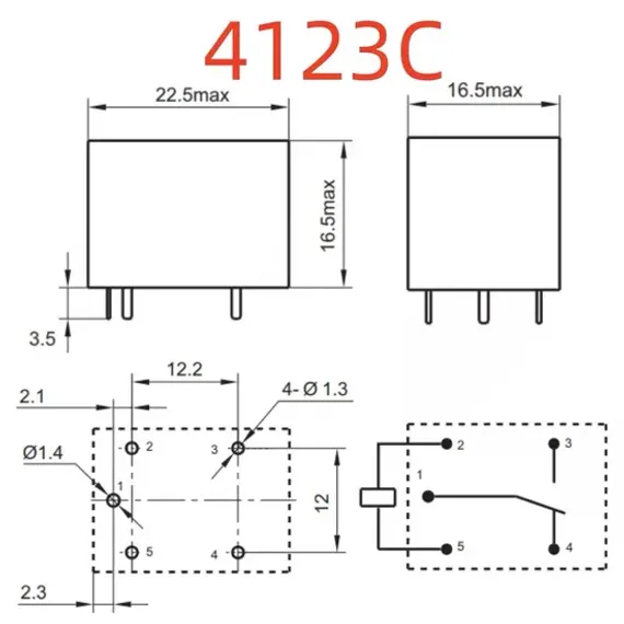 Реле электромагнитное P1CN010N (=P1CN010W1) 10VDC, FTR-P1CN010N