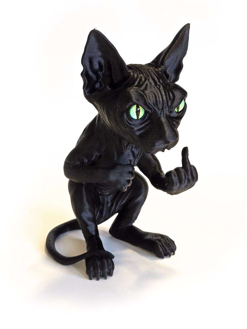 Фигурка кота, недовольный Сфинкс, 3Д печать, высота 13,5 см., черный