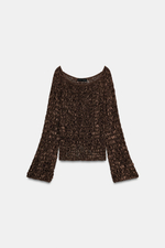 СВИТЕР В РУБЧИК С ВЫРЕЗОМ ЛОДОЧКОЙ — ZARA
