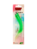 Крючок HIGASHI оснащенный кембриком Gummi Makk #4/0 (set-3pcs) #04 Green; 3 шт