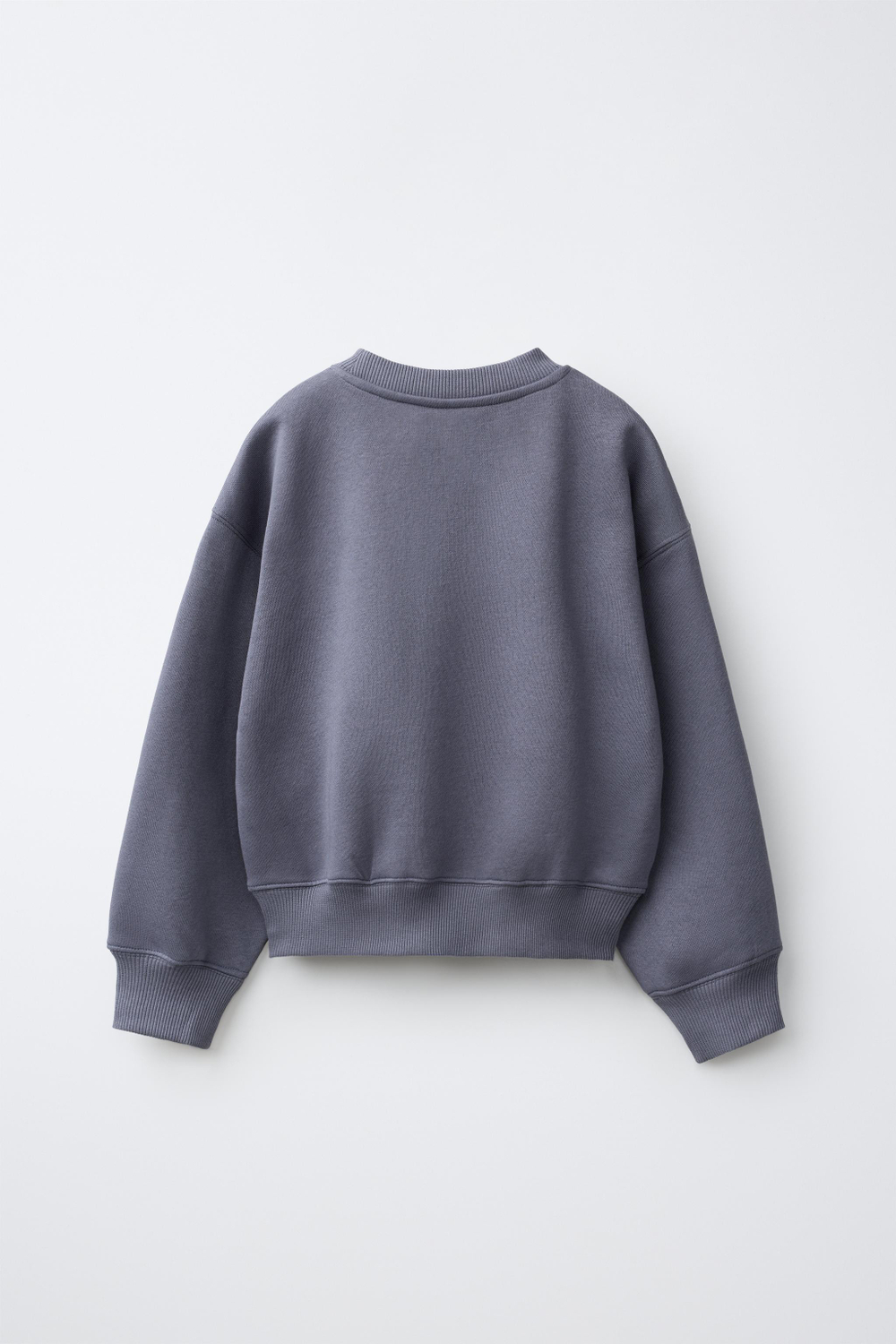 ZARA ТОЛСТОВКА С ПРИНТОМ В СТИЛЕ ПРЕППИ, ЛИНЯЛЫЙ СИНИЙ