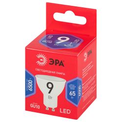 Лампа светодиодная ЭРА RED LINE LED MR16-9W-865-GU10 R 9Вт софит холодный дневной свет GU10 | Лампы cветодиодные Точечные (Софиты) (MR, PAR)