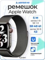 Ремешок Gurdini Milanese Loop (миланский сетчатый-13) Apple Watch 38mm/40mm Gray