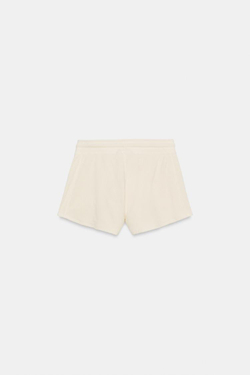 ZARA ШОРТЫ ИЗ ХЛОПКОВОГО РИФЛЕНОГО ТРИКОТАЖА, ЭКРЮ