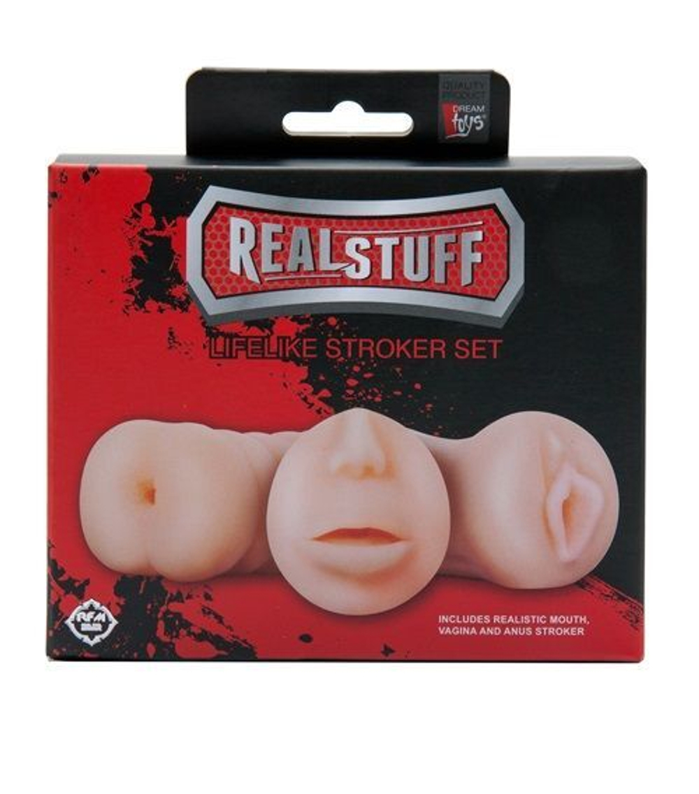 Набор из 3 мастурбаторов LIFELIKE STROKER SET (Цвет: телесный)