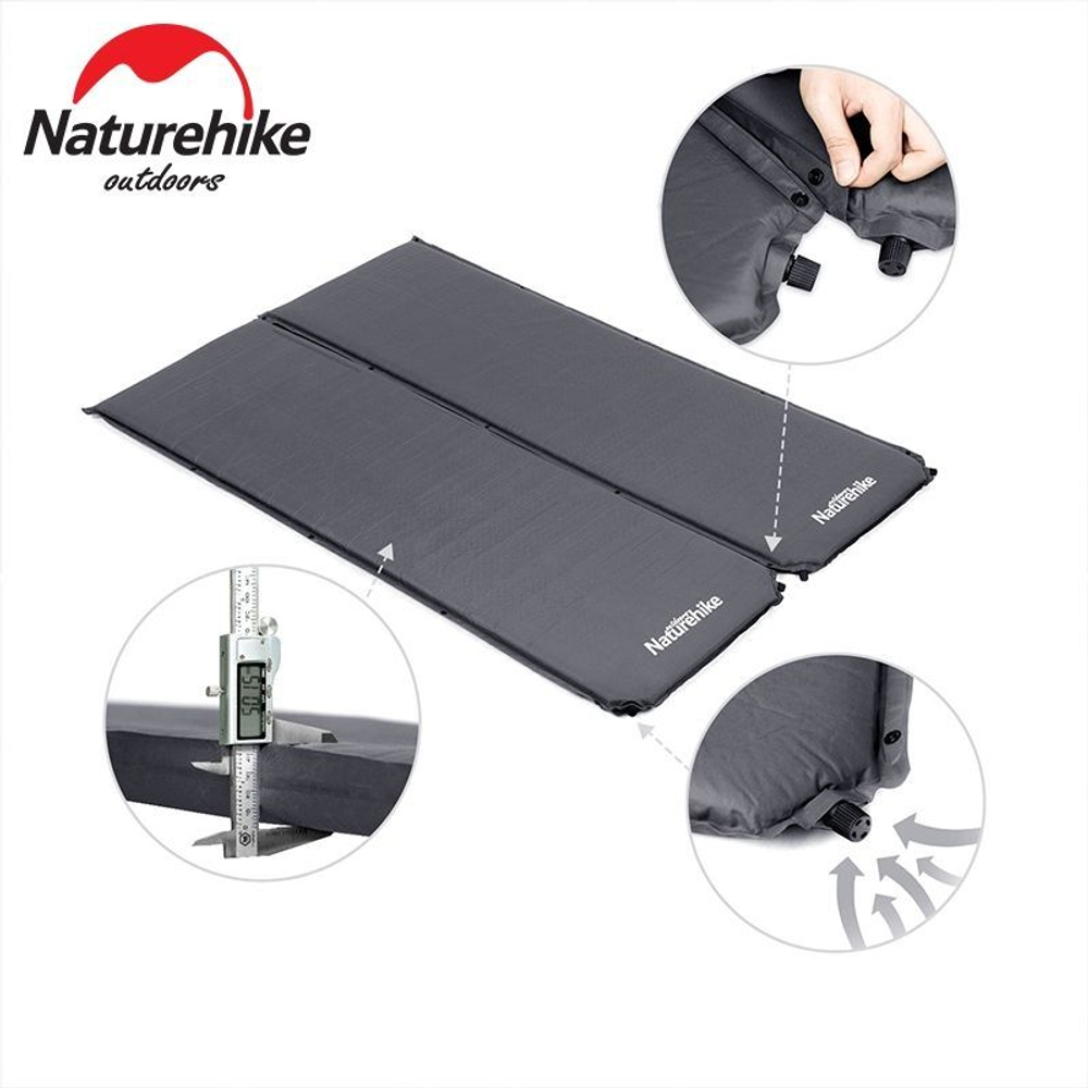 Коврик туристический самонадувной Naturehike D03 Dark Grey, 6927595711491