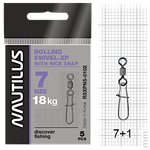 Вертлюг с застёжкой Nautilus RSXPNS-0102 04# 25кг 5шт Rolling Swivel RN-0102 with Nice Snap