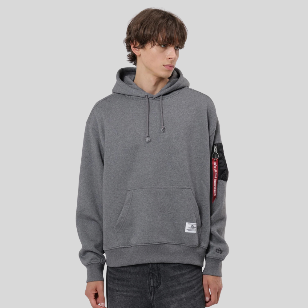 Толстовка Alpha Industries Utility Pocket Hoodie Relaxed Fit Medium Charcoal Heather (Серая)