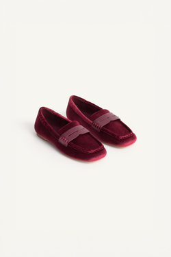 ZARA ВЕЛЮРОВЫЕ МОКАСИНЫ - LIMITED EDITION, КРАСНЫЙ