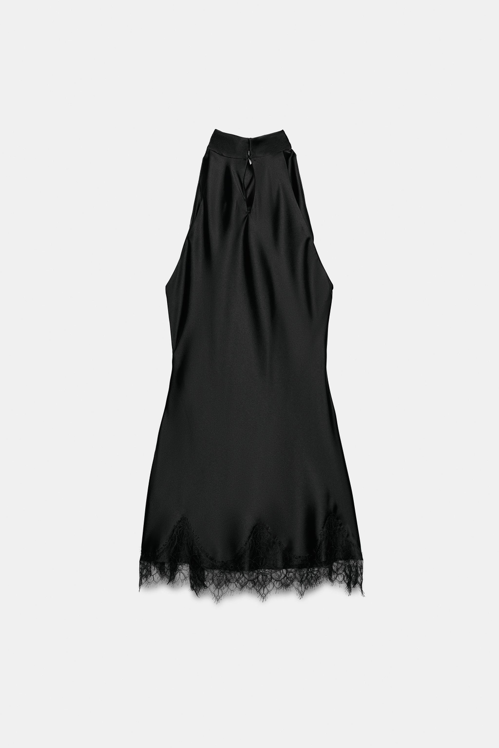 АТЛАСНОЕ МИНИ-ПЛАТЬЕ С КРУЖЕВОМ — ZARA