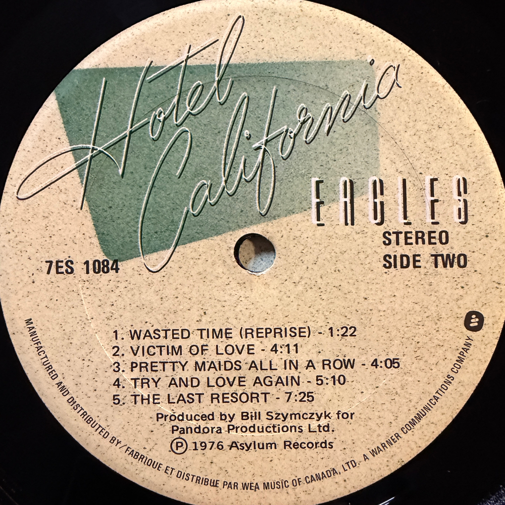 Eagles ‎– Hotel California (Канада 1976г.)