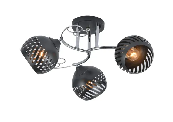 Люстра потолочная Rilon 29027/3 CHROME+BLACK, 3×40 Вт, хромированная и чёрная