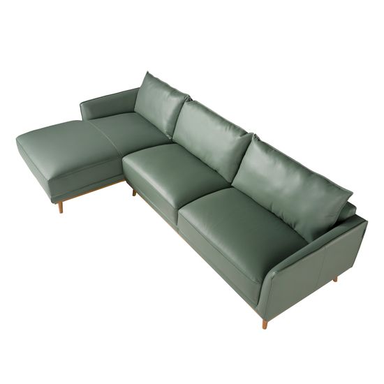 Угловой диван с левым шезлонгом 6200/5607-L-M5677 Angel Cerda из зеленой кожи