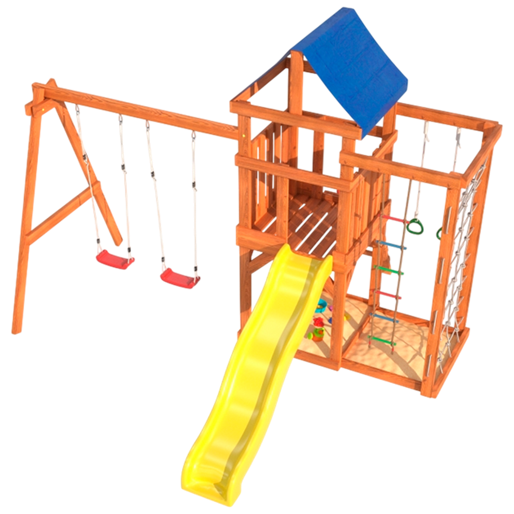 Детская площадка Fun Land с сеткой стенкой и качелями