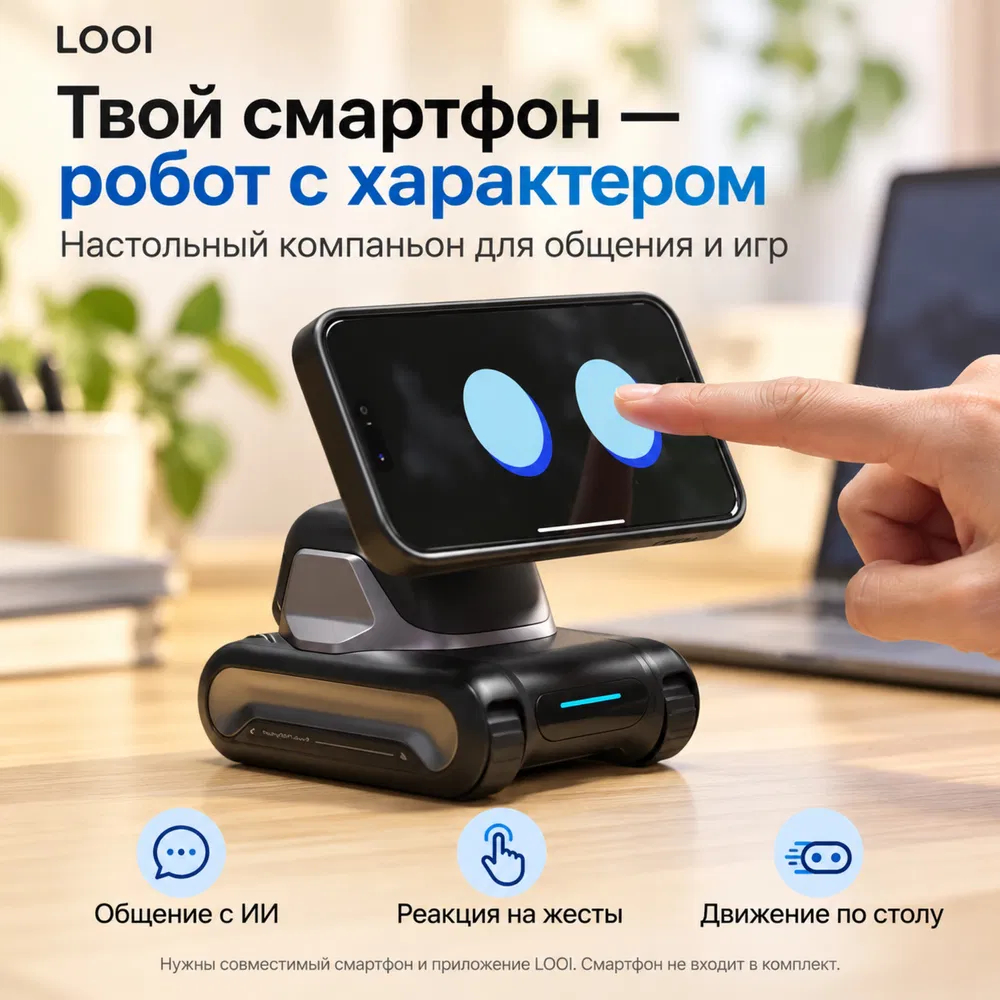 Умный настольный робот-компаньон LOOI Robot с искусственным интеллектом (ChatGPT)