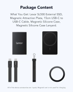 Внешний накопитель Lexar SL500 Portable SSD Magnetic Set 4TB, USB 3.2 Gen 2x2, R/W 2000/1800 МБ/с