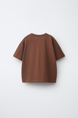 ZARA ФУТБОЛКА С АНИМАЛИСТИЧНЫМ ПРИНТОМ, ШОКОЛАДНЫЙ