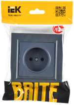 BRITE Розетка 1-местная без заземления без защитных шторок 10А в сб. РСР10-1-0-БрМ маренго IEK