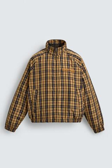 ZARA ТЕХНИЧЕСКАЯ КУРТКА СВОБОДНОГО КРОЯ В КЛЕТКУ, ЖЕЛТЫЙ