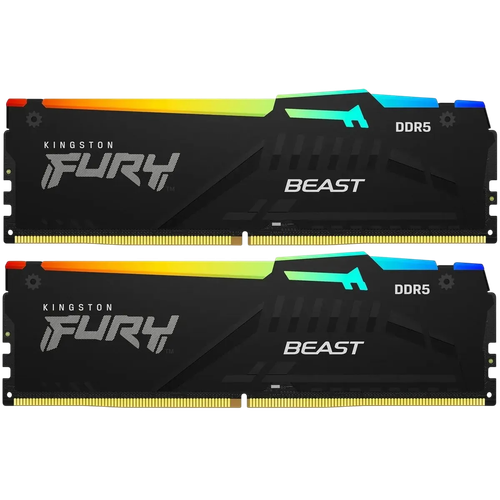 Оперативная память DDR5 32Gb 6400 МГц Kingston FURY Beast RGB Black (KF564C32BBEAK2-32)