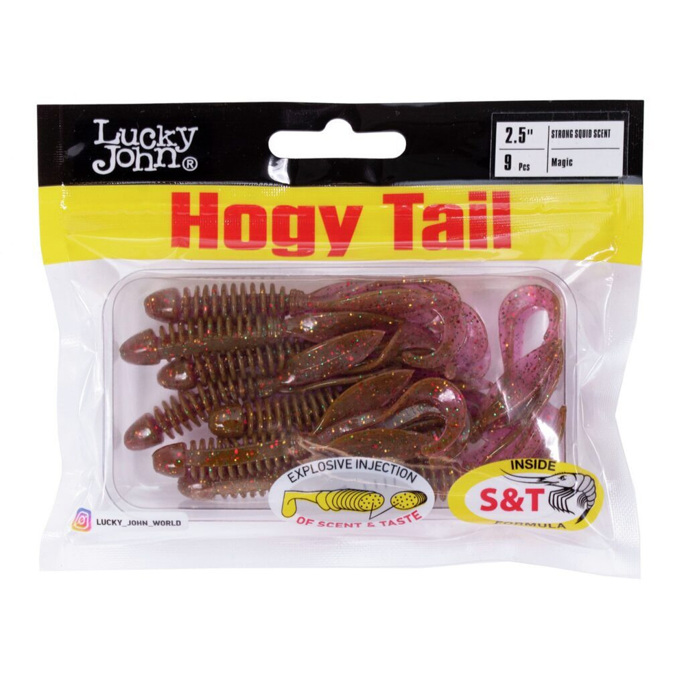 Твистер Lucky John Hogy Tail 2.5" (63.5 мм), 9шт/уп