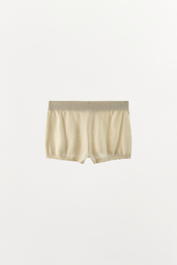 ZARA ТРИКОТАЖНЫЕ МИНИ-ШОРТЫ С ПУГОВИЦАМИ, ЭКРЮ