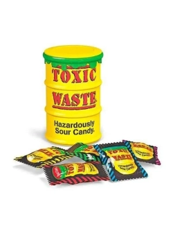 Кислые леденцы Toxic Waste Sour Candy Желтая бочка