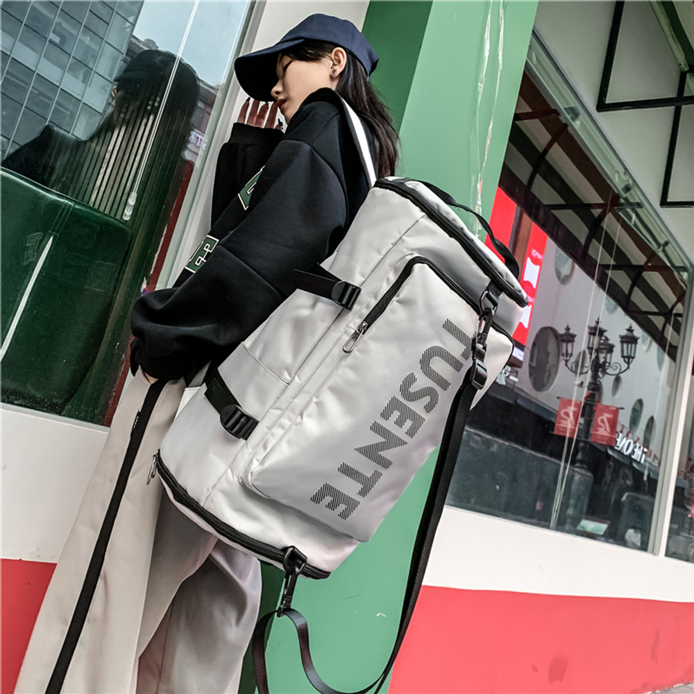 DELIXIONG Oxford Backpack Large Unisex Black/Red/Gray