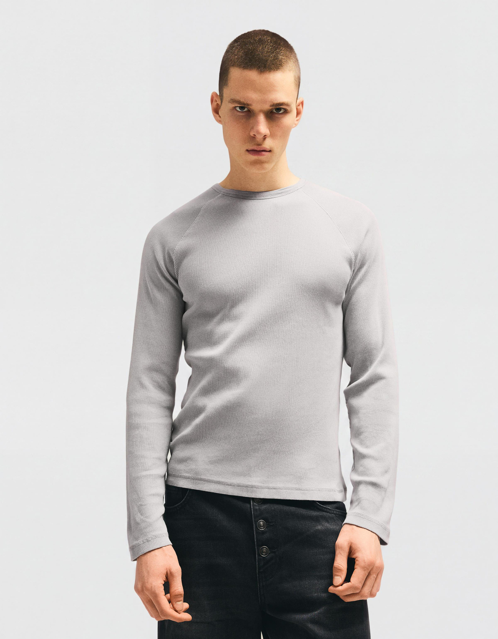 Мужской лонгслив slim fit - BERSHKA