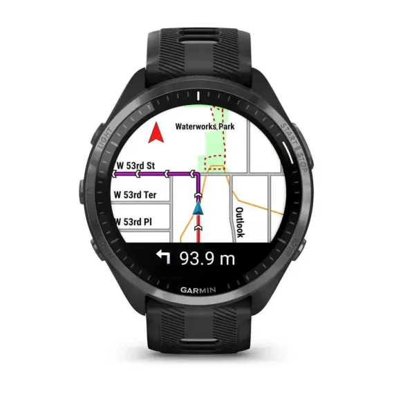 Garmin Forerunner 965 черные, темно-серый DLC титановый безель, с черным ремешком