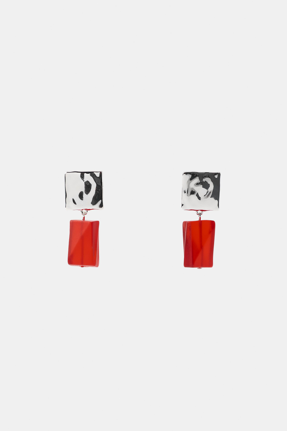 ZARA МЕТАЛЛИЧЕСКИЕ СЕРЬГИ СО СМОЛОЙ, СЕРЕБРИСТЫЙ