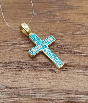 Крест с эмалью и позолотой. Спаси и Сохрани.