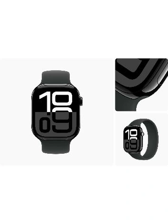 Умные часы Apple Watch S10 46 мм, Jet Black Aluminium, Black Sport Band - S/M