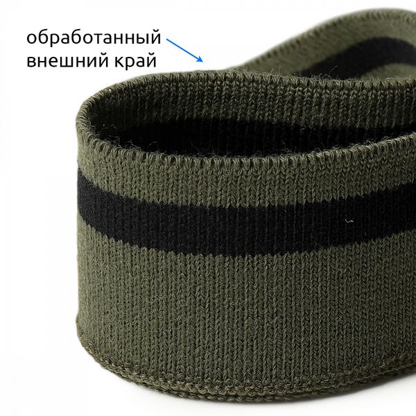 Подвяз (довяз) трикотажный 3.5х80 см, олива с черной полосой, 100% п/э, 5 штук
