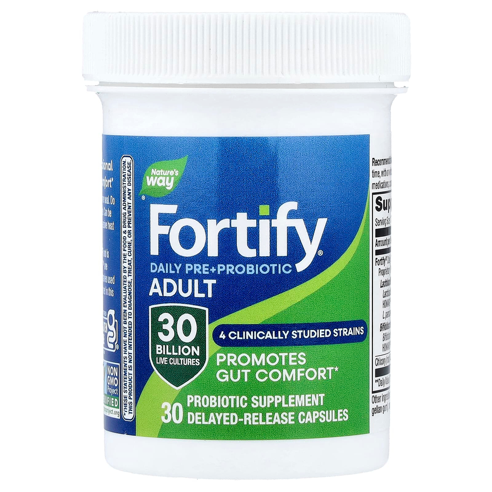 Nature's Way, Fortify®, ежедневные пребиотики и пробиотики, для взрослых, 30 капсул с отсроченным высвобождением