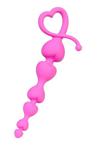 Розовая силиконовая анальная цепочка Sweety - 18,5 см. (Цвет: розовый)