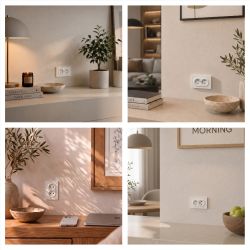 Розетка ЭРА Galaxy 15-2107-01 без заземления двойная 2X2P 16А-250В IP20 белый | Эра Galaxy