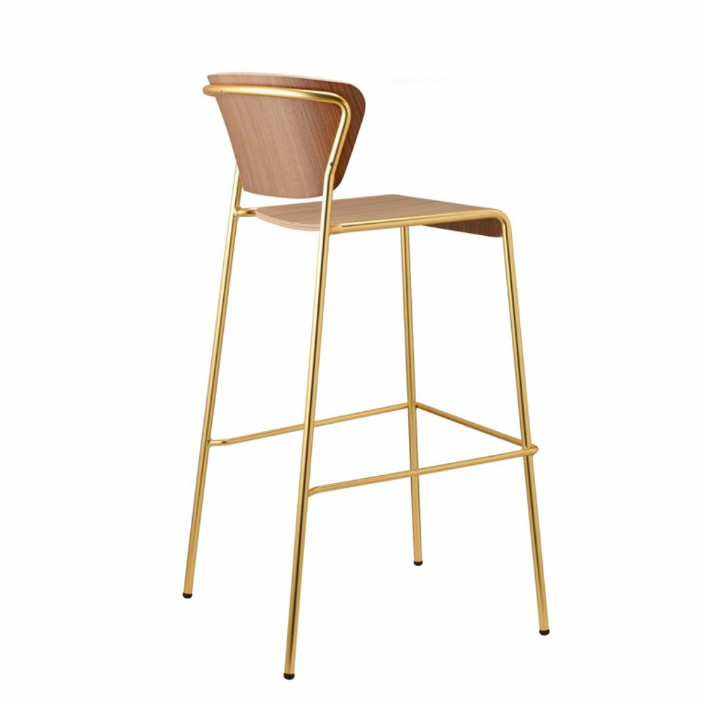 Стул барный Scab Design Lisa Wood, сатинированная латунь, орех