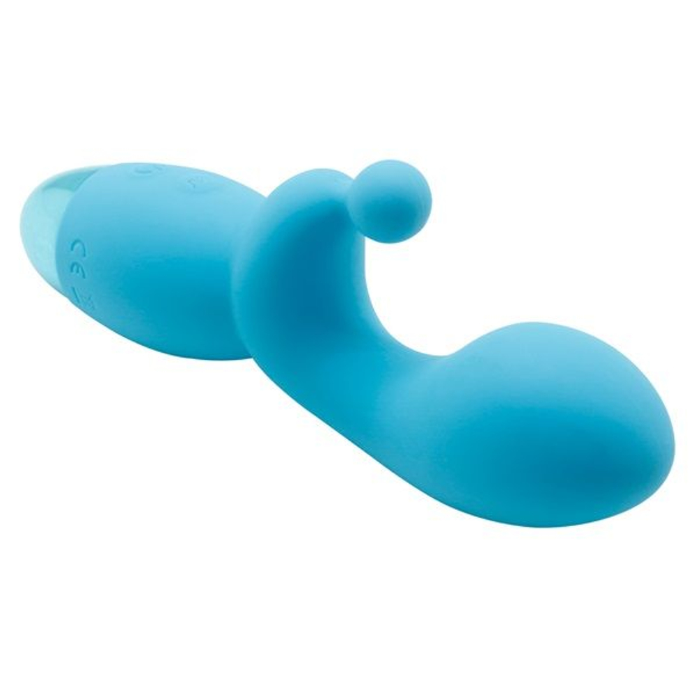 Голубой вибратор INDULGENCE Rechargeable G Kiss - 16,5 см. (Цвет: голубой)