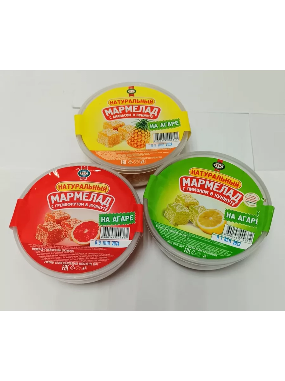 Мармелад с кунжутом на агаре ассорти, 3шт.по 200гр