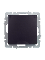 BRITE Розетка 1-местная с заземлением с защитными шторками и крышкой 16А IP44 РСбш10-3-44-БрЧ черный IEK