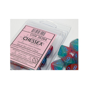 Chessex 10-D10 set Gemini Luminary Gel Green Pink / Blue