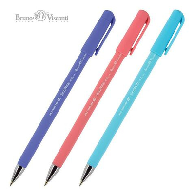 Ручка шариковая 0.5 мм, синяя "SlimWrite. Joy", 3 цвета корп. (Bruno Visconti)