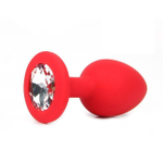 Маленькая красная пробка с позраным кристаллом ONJOY Silicone Collection (Цвет: красный)