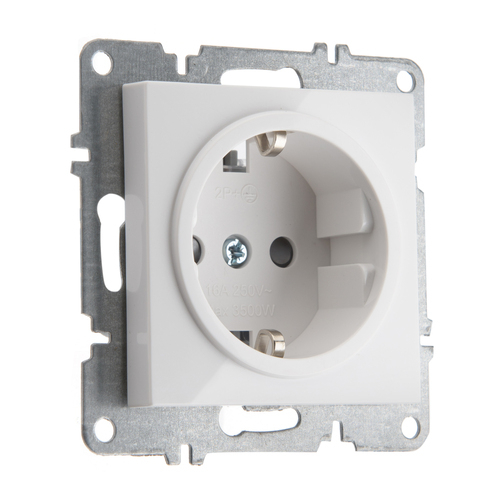 Розетка с заземлением ARVIA Electric, со шторками, 16А 250В, белая 50011000243