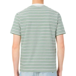 Мужская теннисная футболка Lacoste Thick Cotton Striped - fairway/fluor