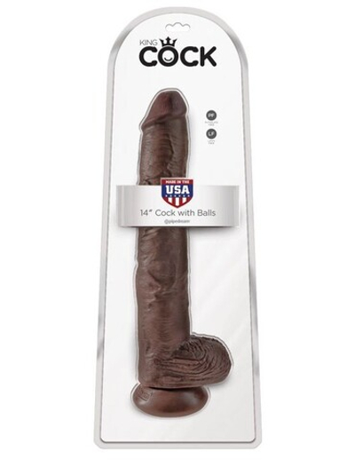 Фаллоимитатор-гигант мулат King Cock 14 Cock with Balls (Цвет: коричневый)