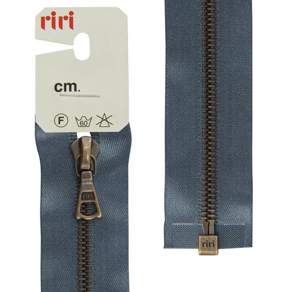 Молния металл RIRI Т4 (4 мм) 1 зам., разъем., 70 см, атласная тесьма, AM, цв.2121, серый стальной, 1 шт