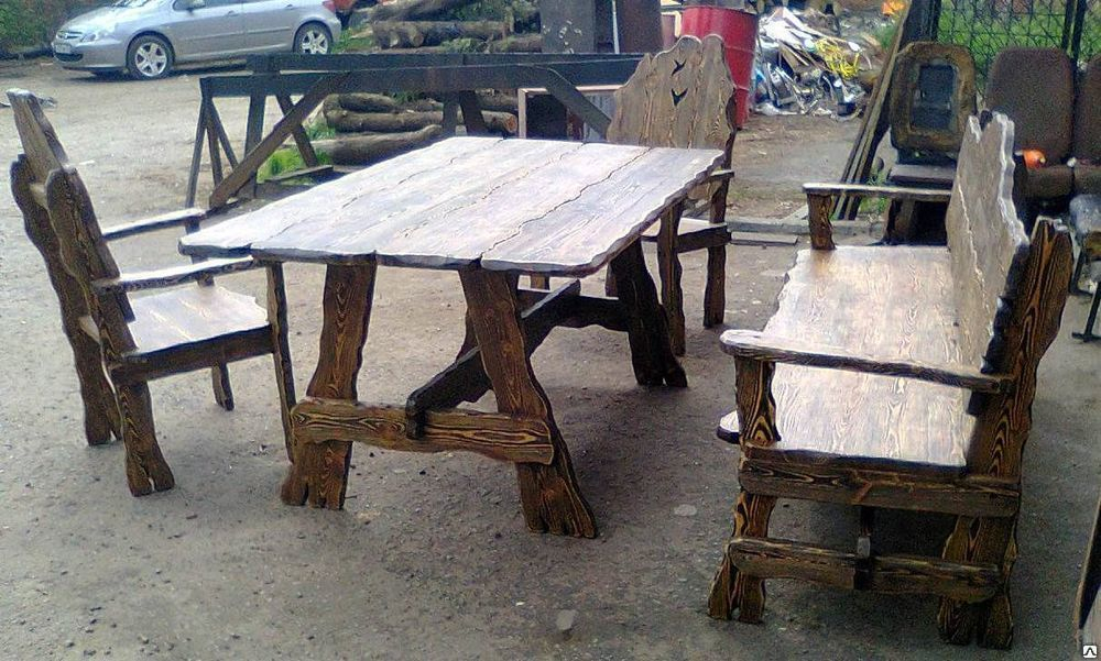 Скамейка для беседки из массива лиственницы (2х0,5 м
