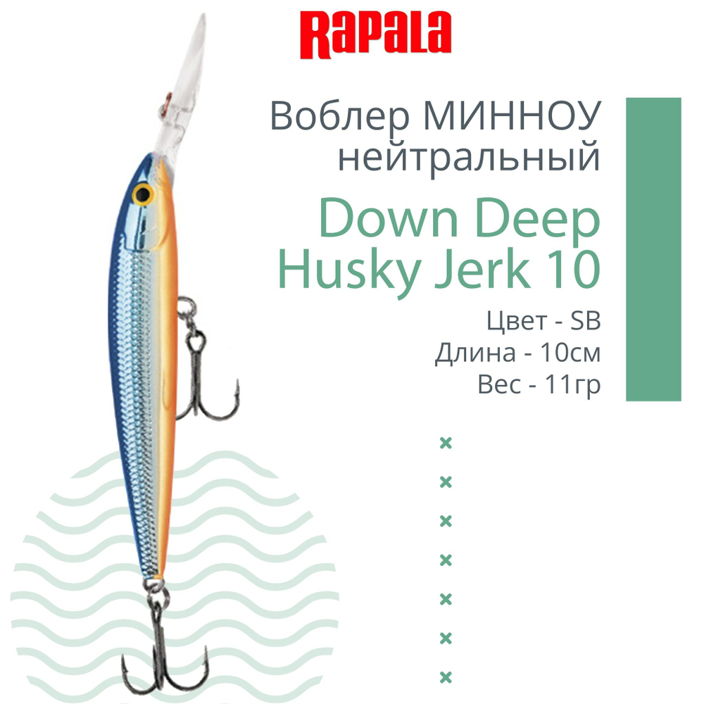 Воблер RAPALA Down Deep Husky Jerk 14, 14см, 23гр, цвет GF